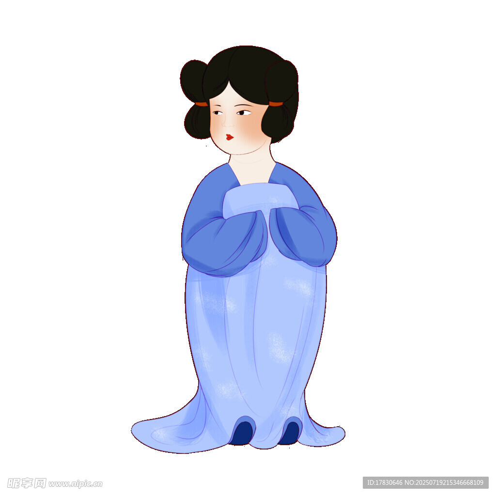 古典藍衣女子優(yōu)雅形象