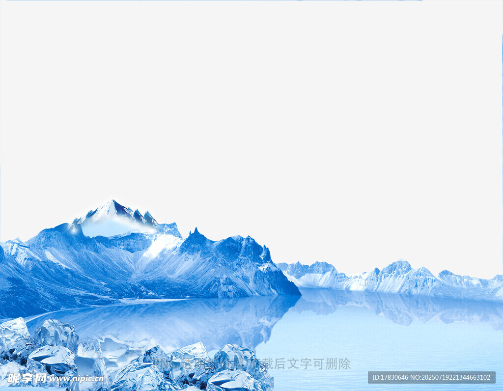 夢幻藍色雪山湖景