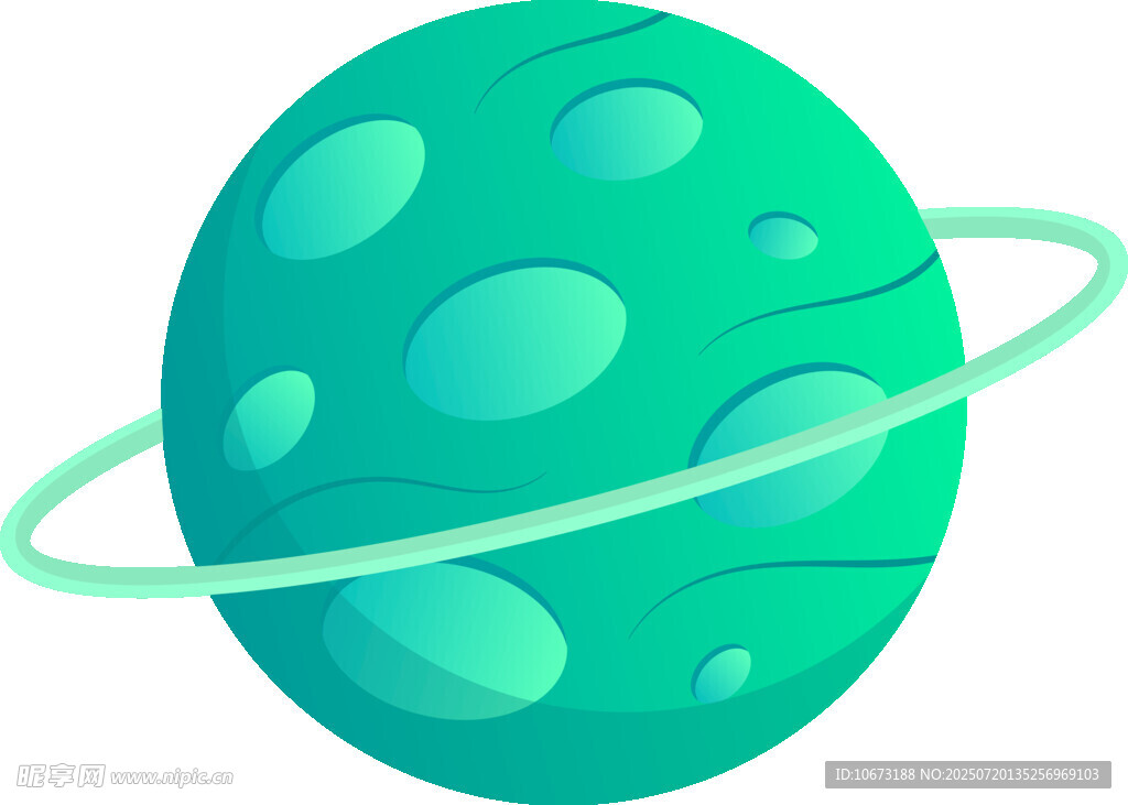 綠色星球帶環(huán)插畫