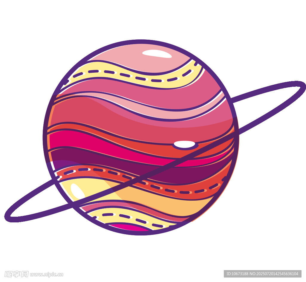 彩色條紋星球插畫