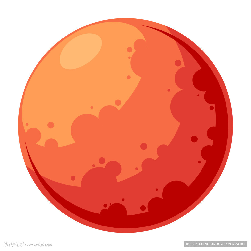 紅色星球月球插畫