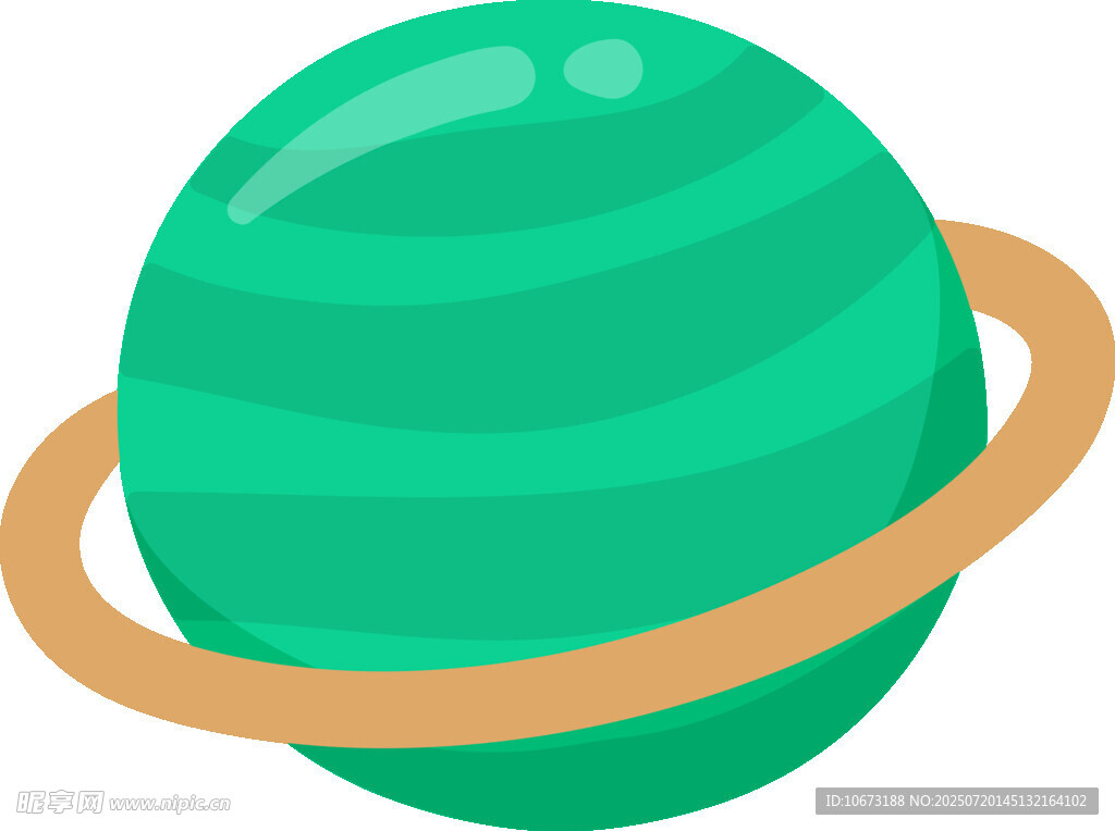 綠色星球帶環(huán)插畫