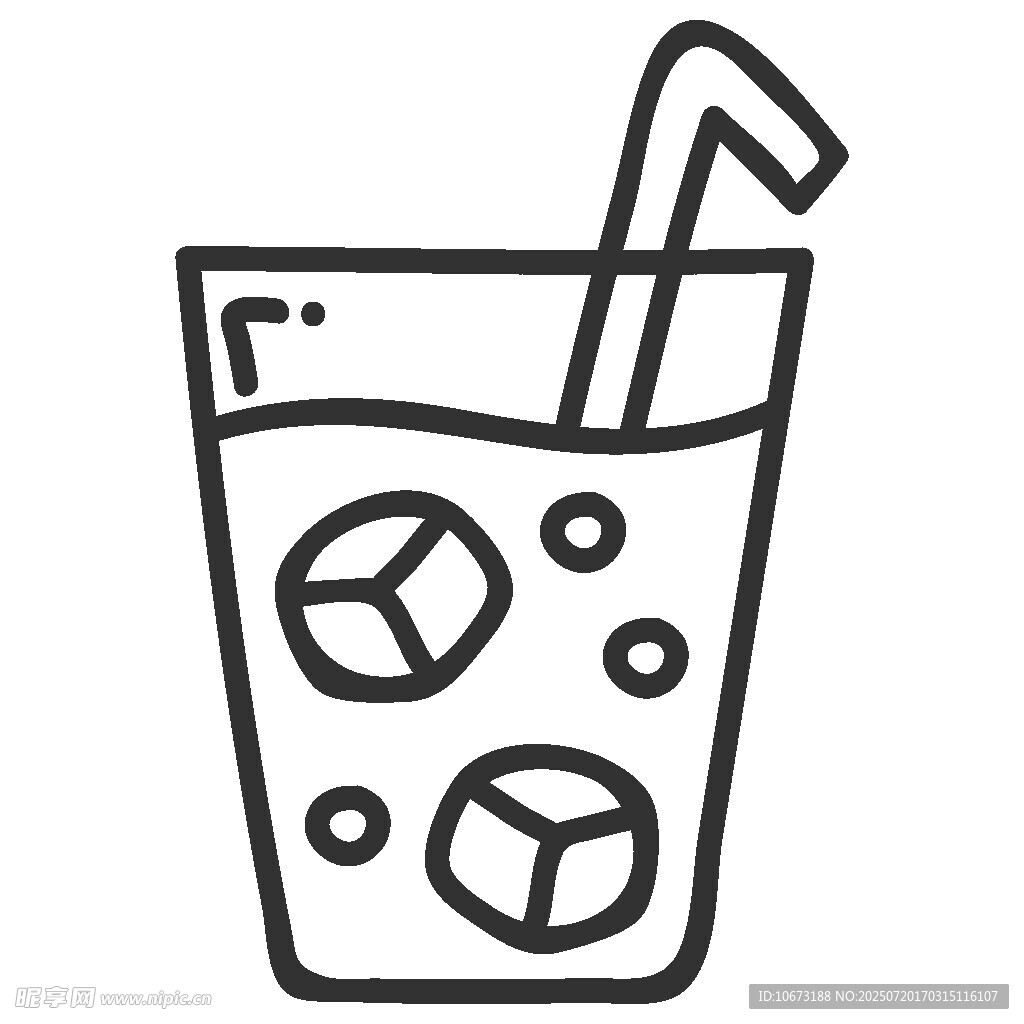 簡約線條冰飲插畫