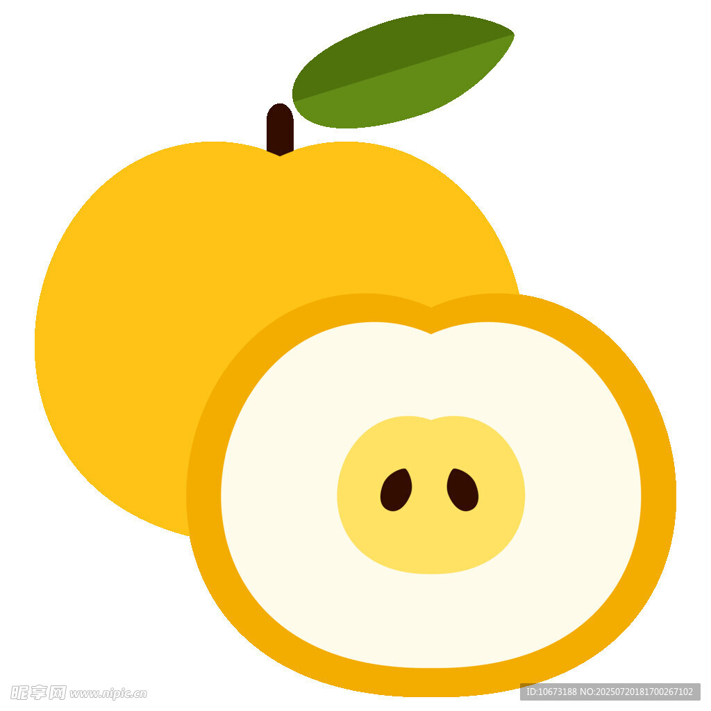 黃橙橙的梨子插畫