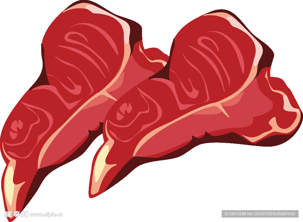 兩塊新鮮牛肉切片