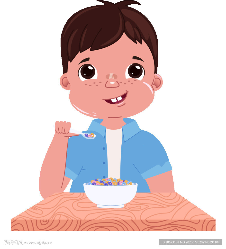 小男孩開心享用美味早餐