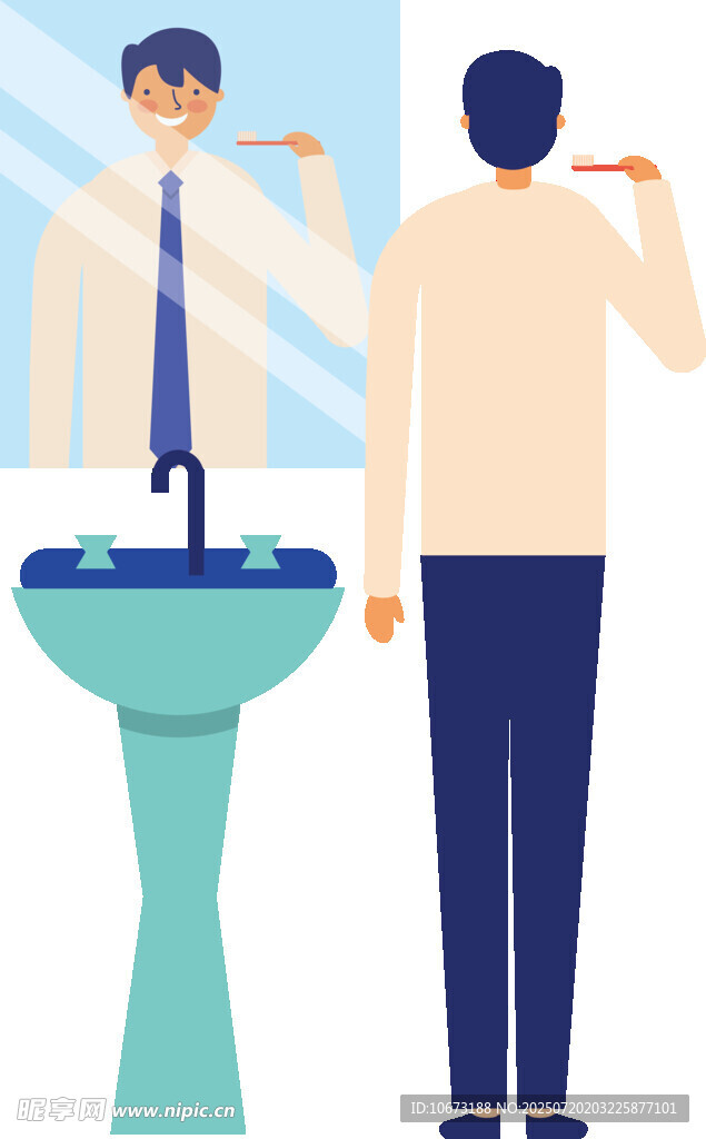 男士在洗手臺前照鏡子