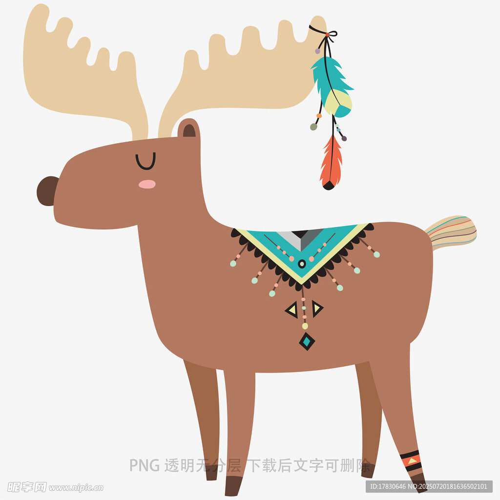 可愛駝鹿裝飾插畫
