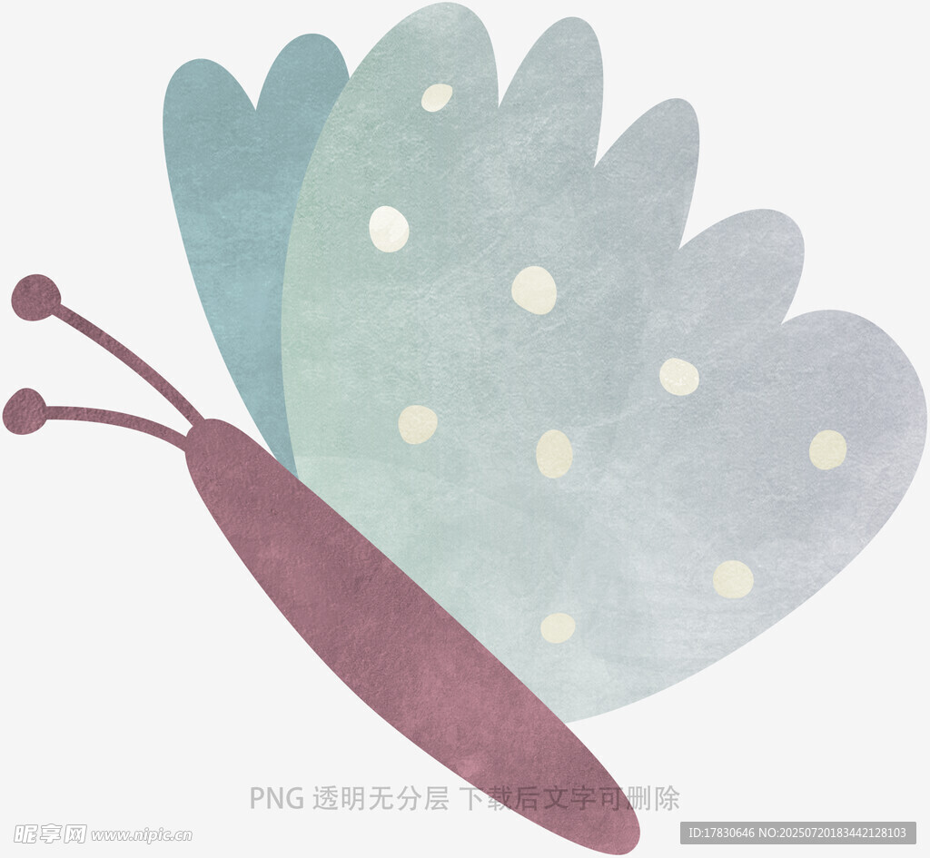 淡彩蝴蝶插畫