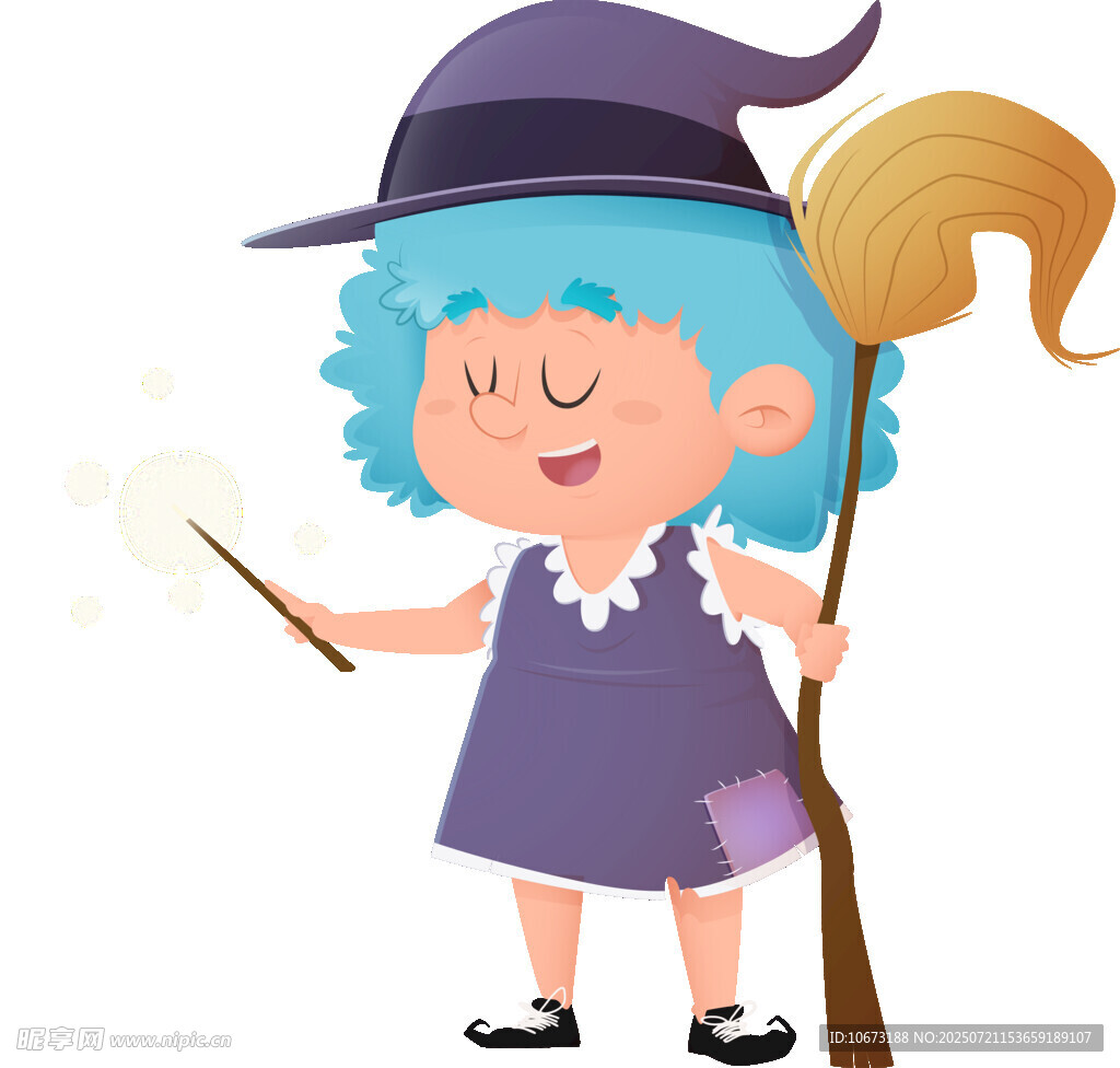 可愛小女巫施展魔法