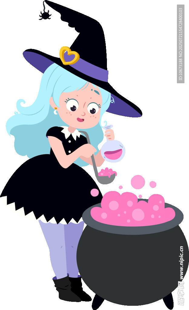 女巫在魔法大鍋前施法