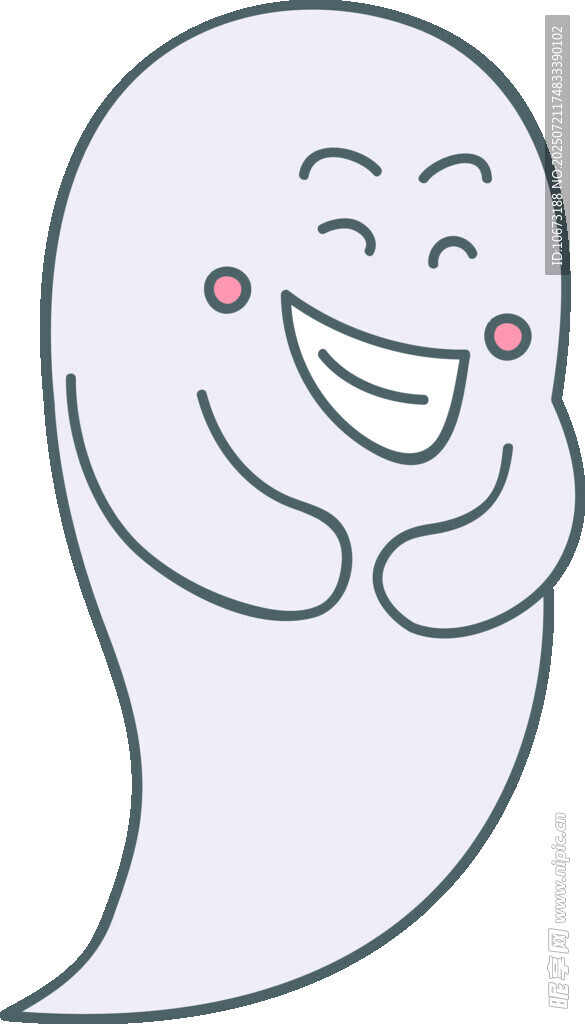 可愛微笑幽靈卡通形象