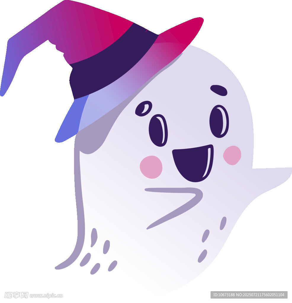 可愛幽靈戴魔法帽