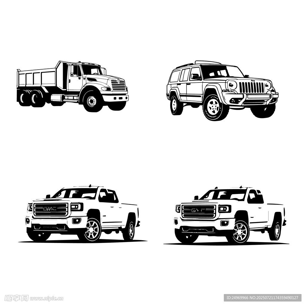 四款不同樣式的卡車設(shè)計(jì)圖