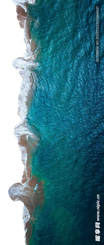 俯瞰碧藍(lán)海浪與白色浪花
