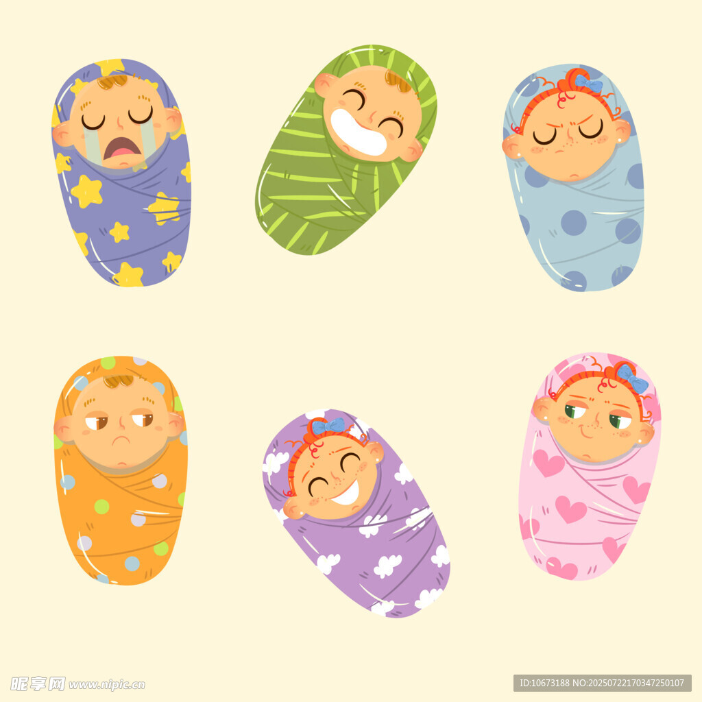 可愛多彩襁褓中的嬰兒