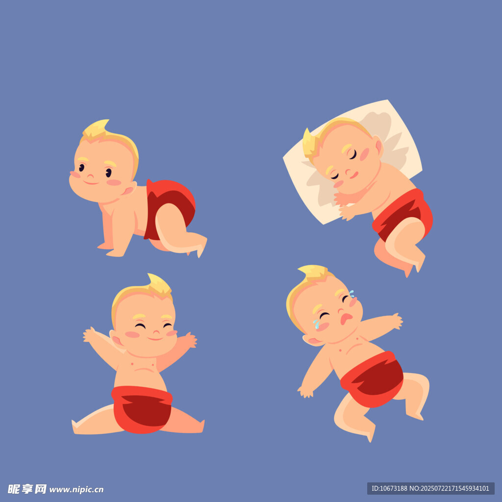 可愛(ài)嬰兒動(dòng)態(tài)姿勢(shì)插畫(huà)