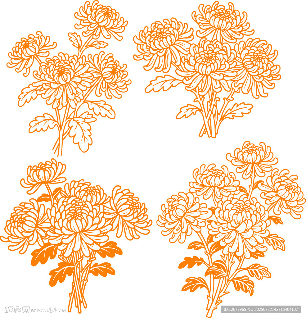 橙色菊花圖案設(shè)計(jì)素材