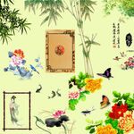 古典中式花鳥人物插畫