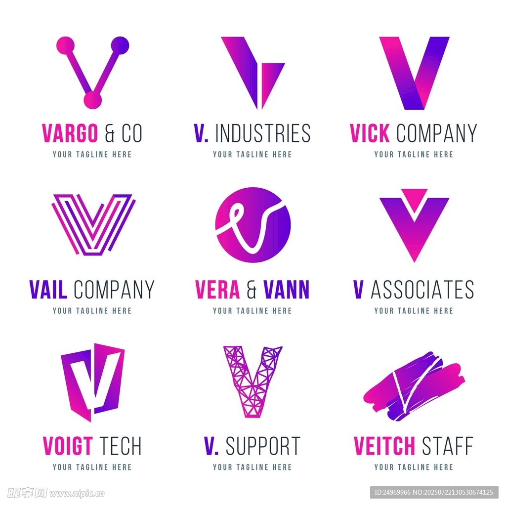 多樣V字企業(yè)相關(guān)標(biāo)志設(shè)計(jì)