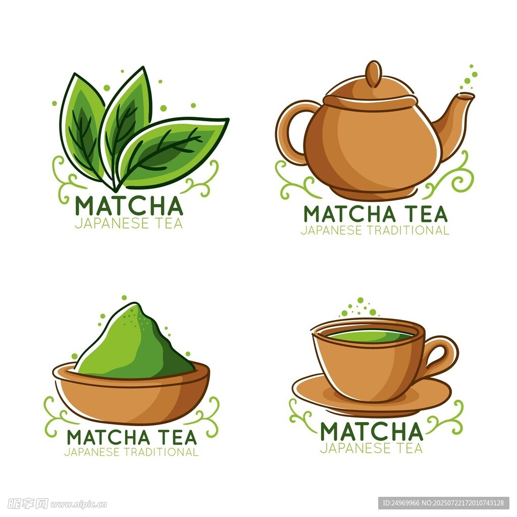 抹茶茶具與粉末插畫(huà)