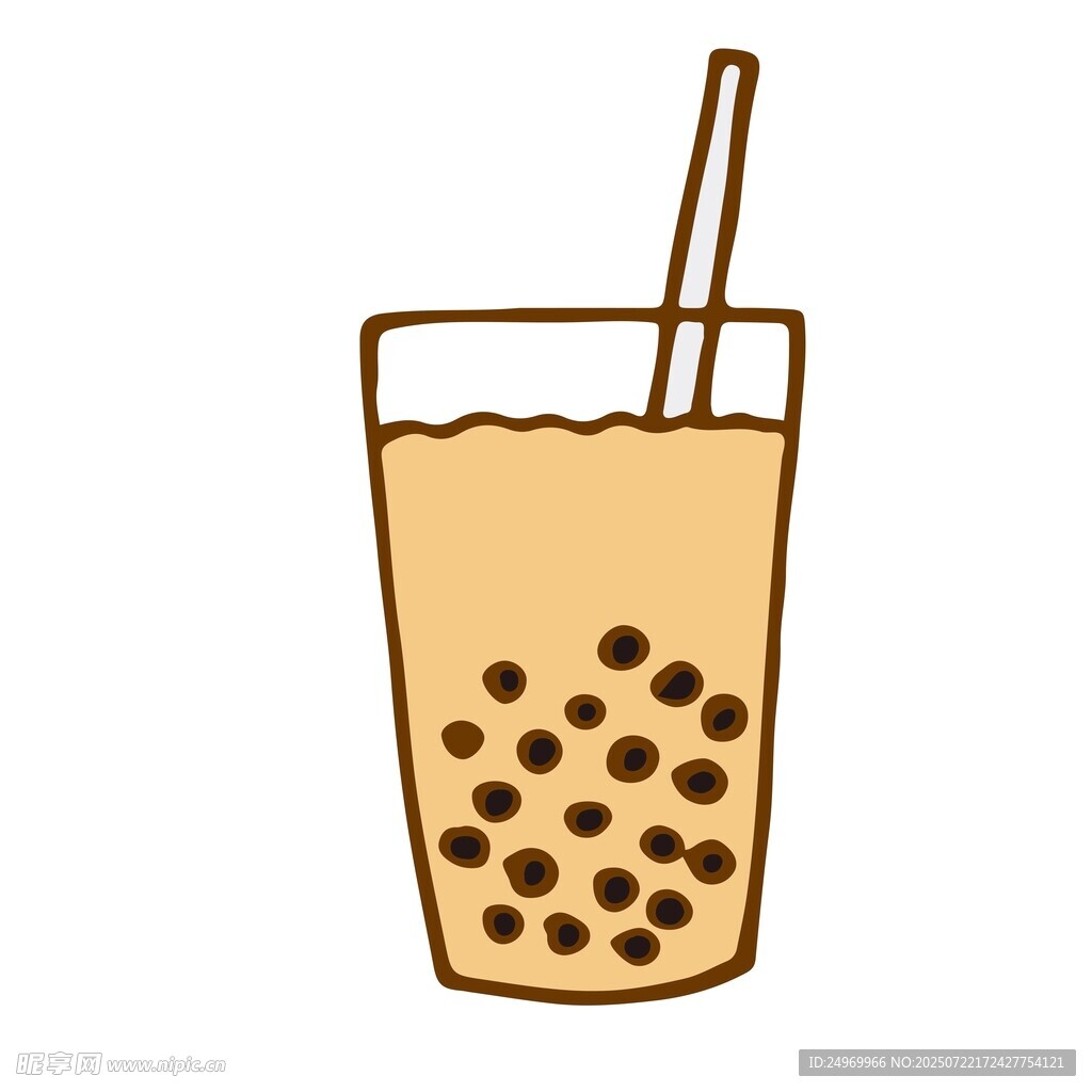 卡通風(fēng)格珍珠奶茶插畫