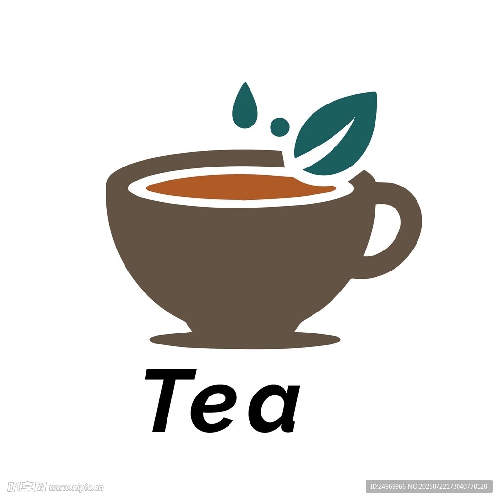 簡(jiǎn)約茶杯茶葉圖標(biāo)設(shè)計(jì)