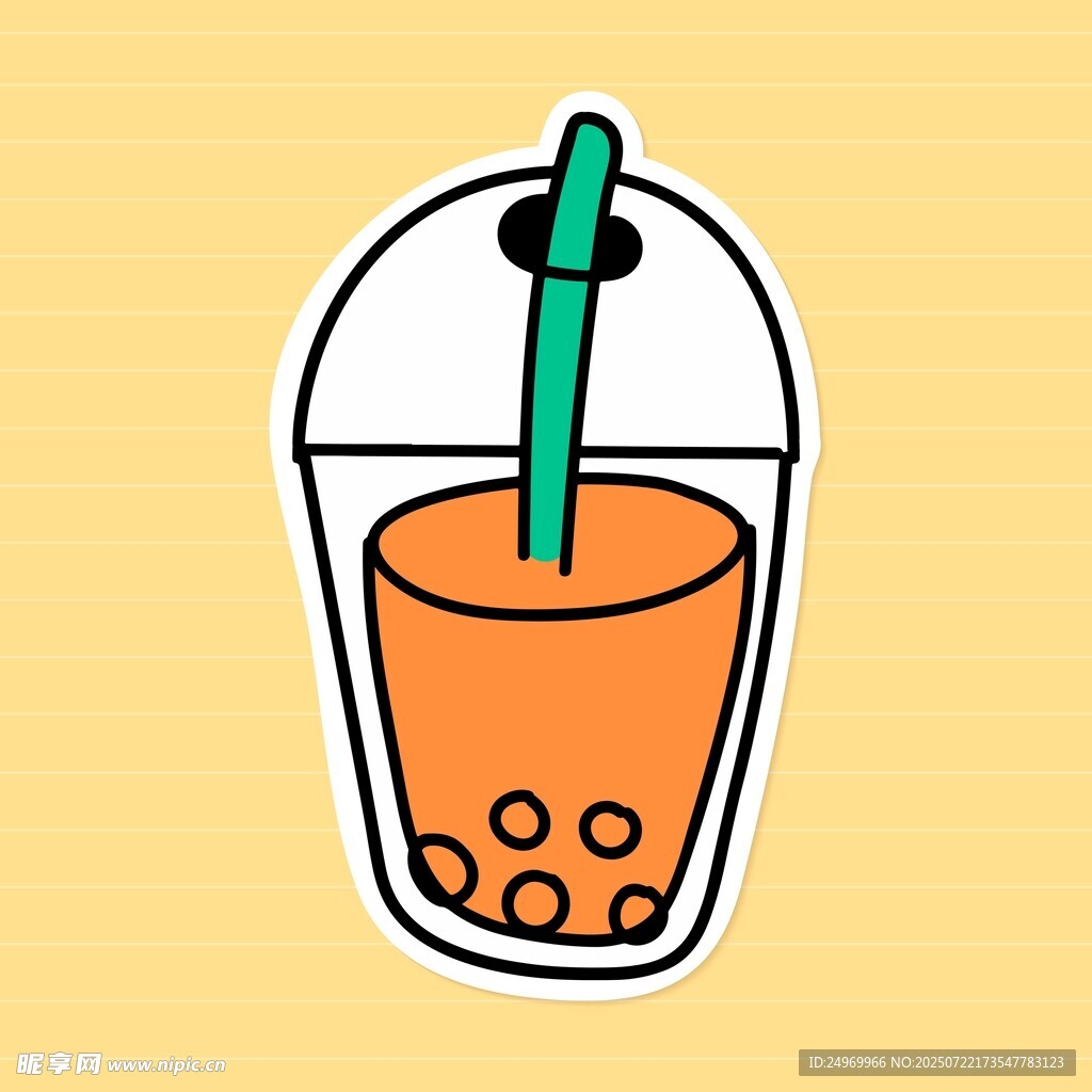 卡通風格珍珠奶茶插畫