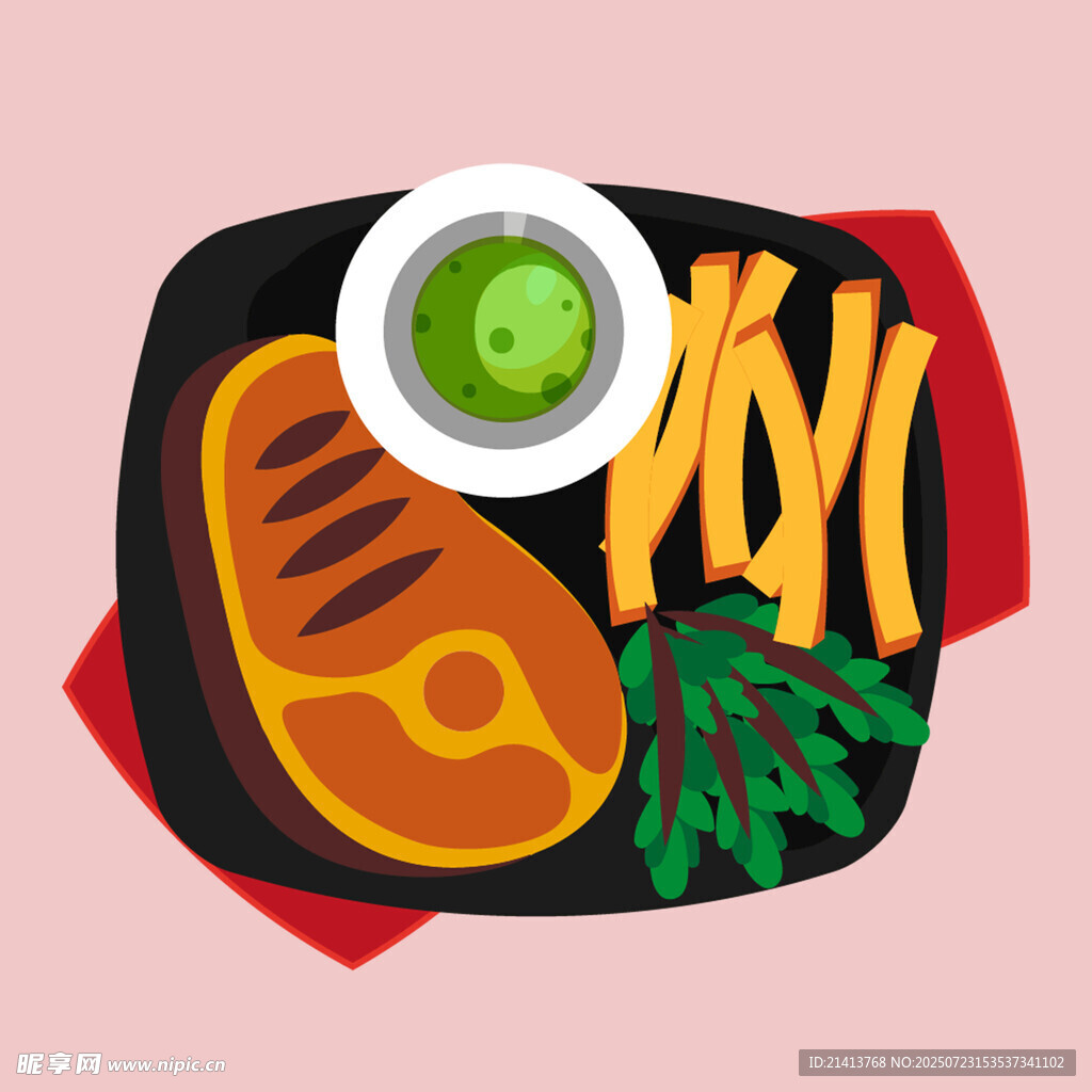 美味牛排套餐插畫(huà)