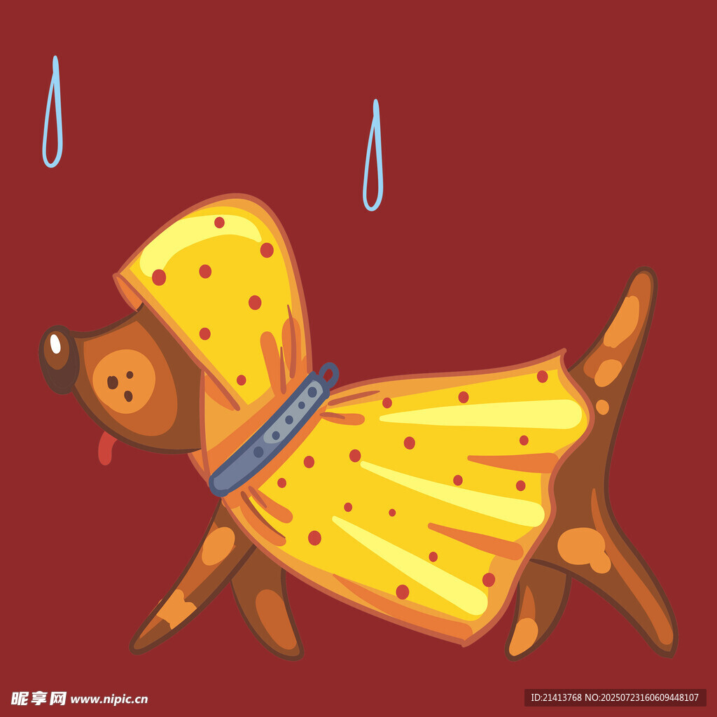 穿雨衣的小黃狗