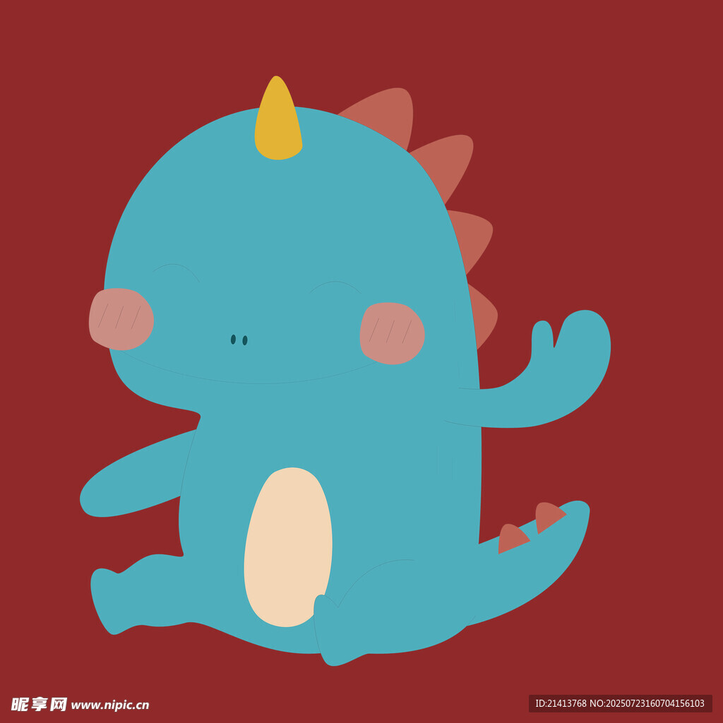 藍(lán)色小恐龍可愛插畫形象