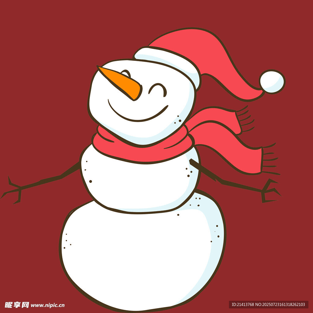可愛(ài)雪人戴圣誕帽