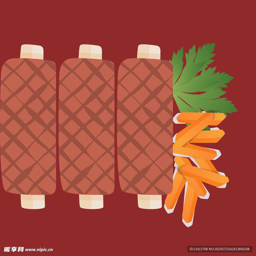 烤肉串配胡蘿卜裝飾