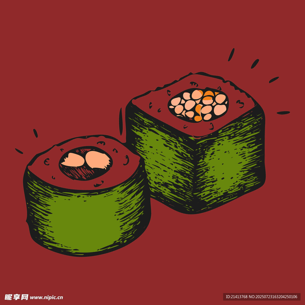 手繪壽司插畫