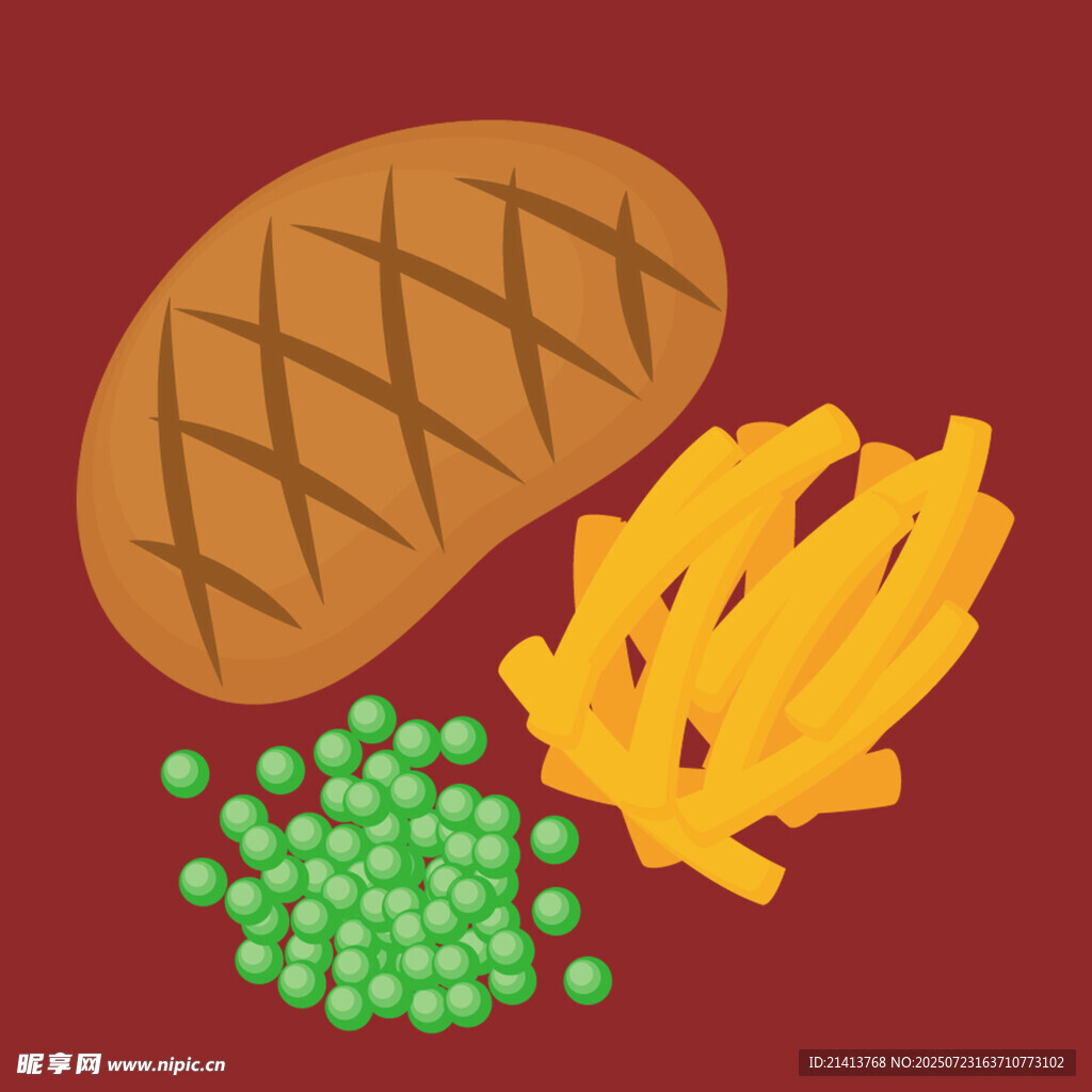 面包薯?xiàng)l青豆美食組合