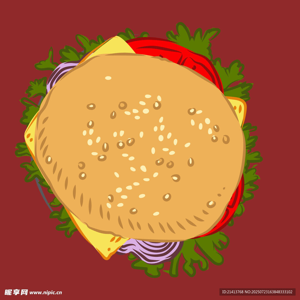 美味夾心漢堡插畫