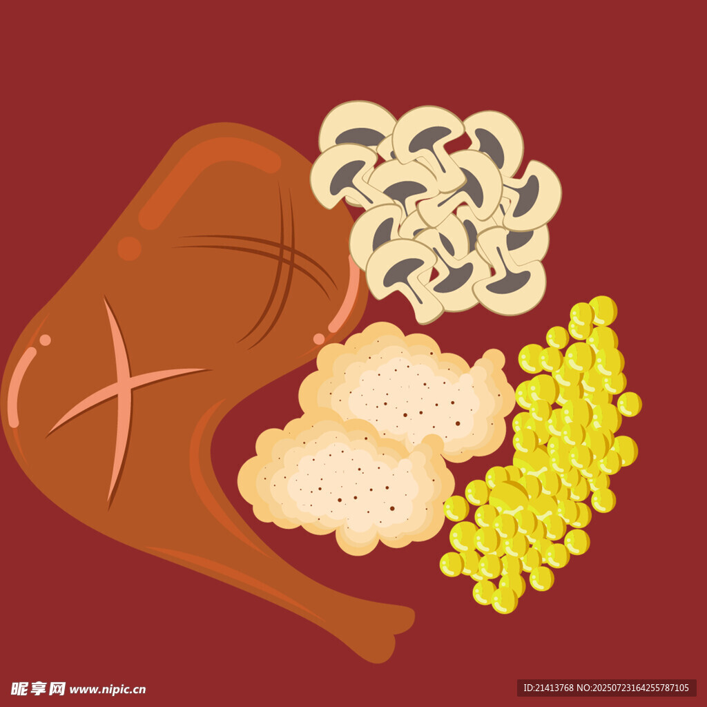 美味烤雞腿與多樣食物