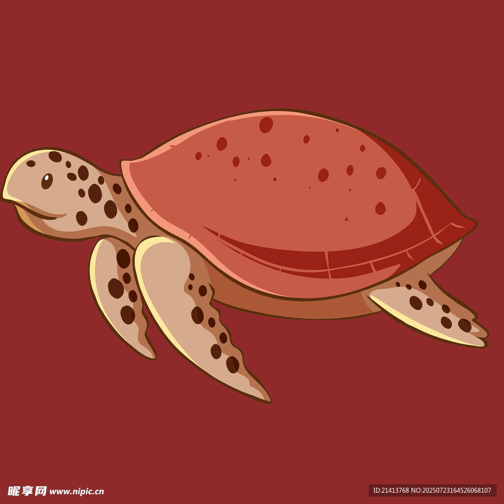 卡通風格的紅色海龜
