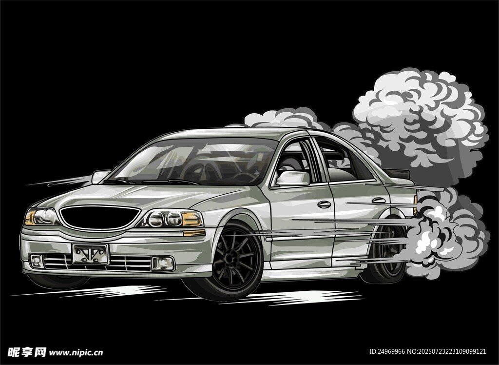 轎車尾部煙霧特效