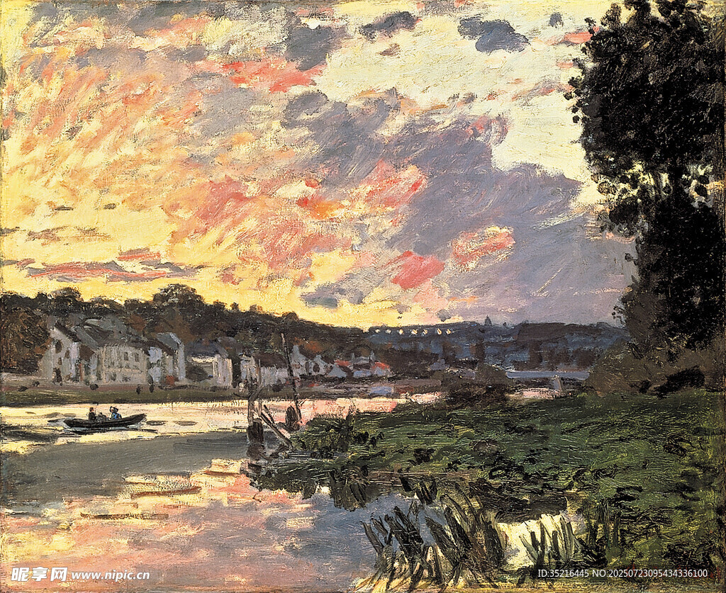 河畔夕陽美景