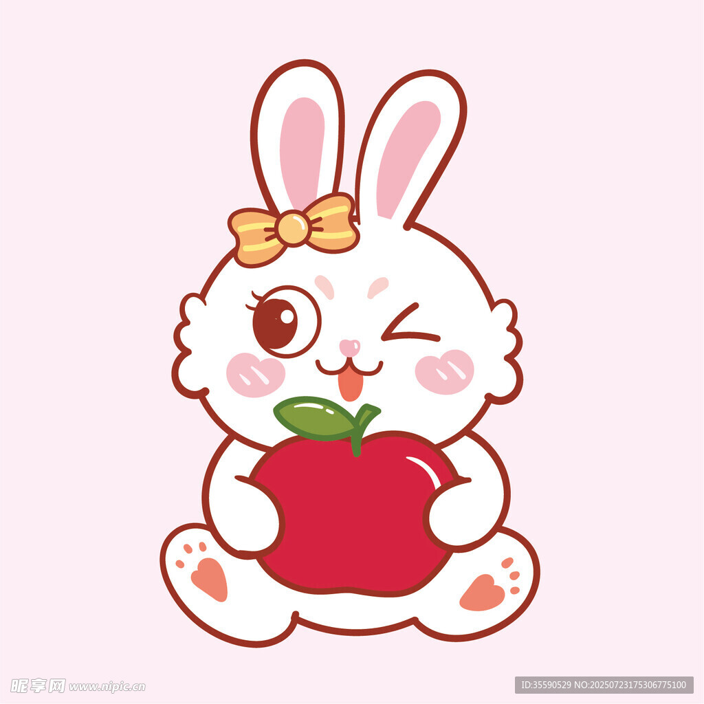 可愛兔子抱紅蘋果