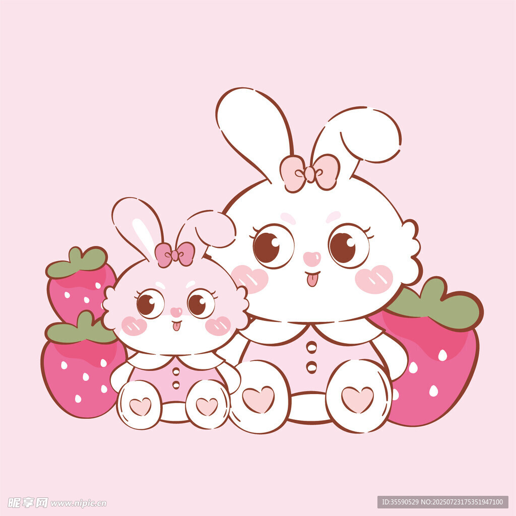 可愛草莓兔子卡通形象