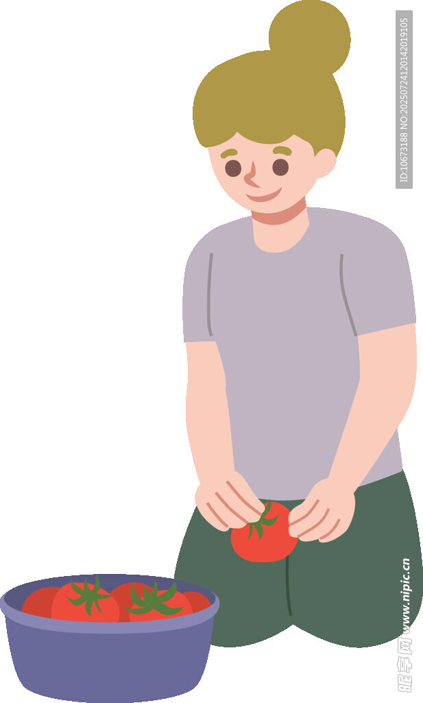 女孩專注清洗紅色蔬果