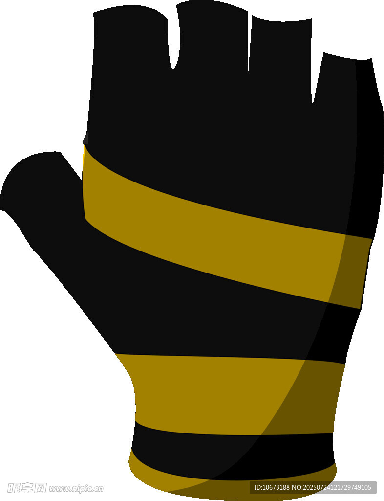 黑黃條紋半指運動手套