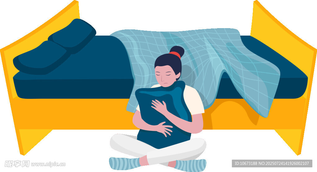 女孩床邊席地而坐閱讀