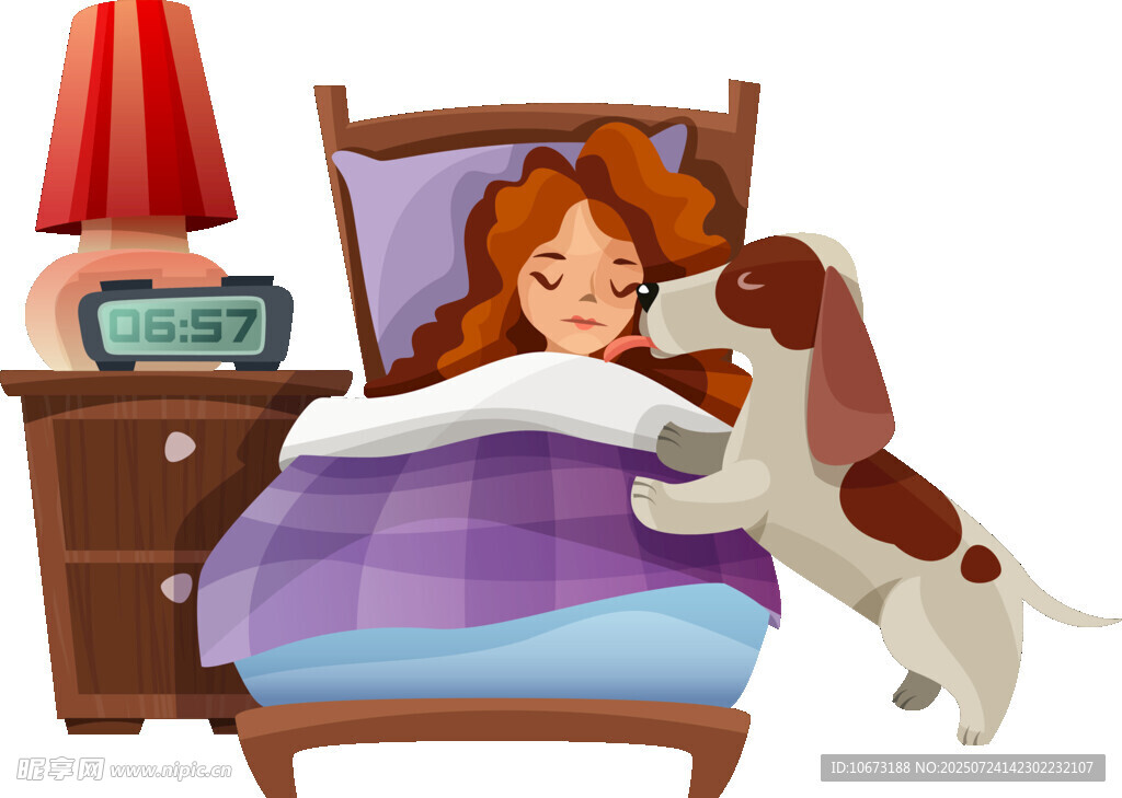 女孩與狗溫馨同眠時(shí)刻