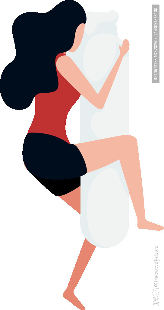 女子抱枕側(cè)臥顯愜意