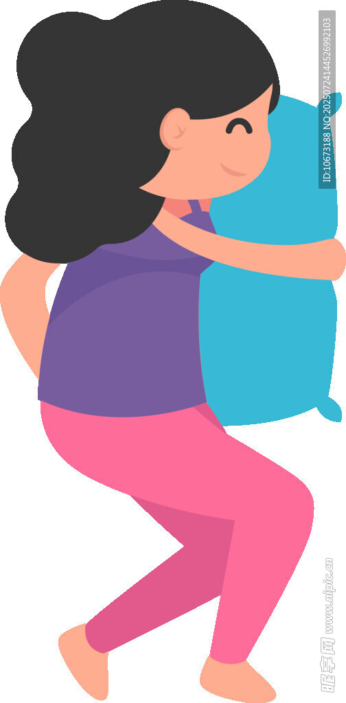 側(cè)臥抱枕的女性