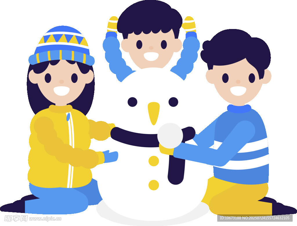 孩子們開(kāi)心堆雪人場(chǎng)景