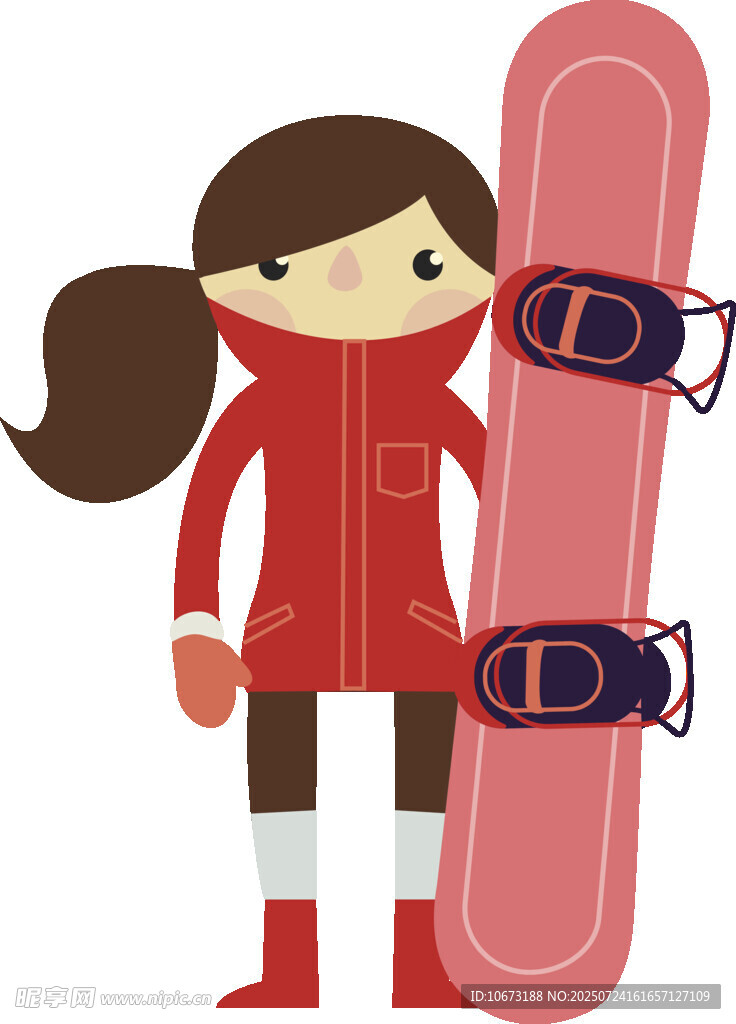 女孩手持單板準(zhǔn)備滑雪